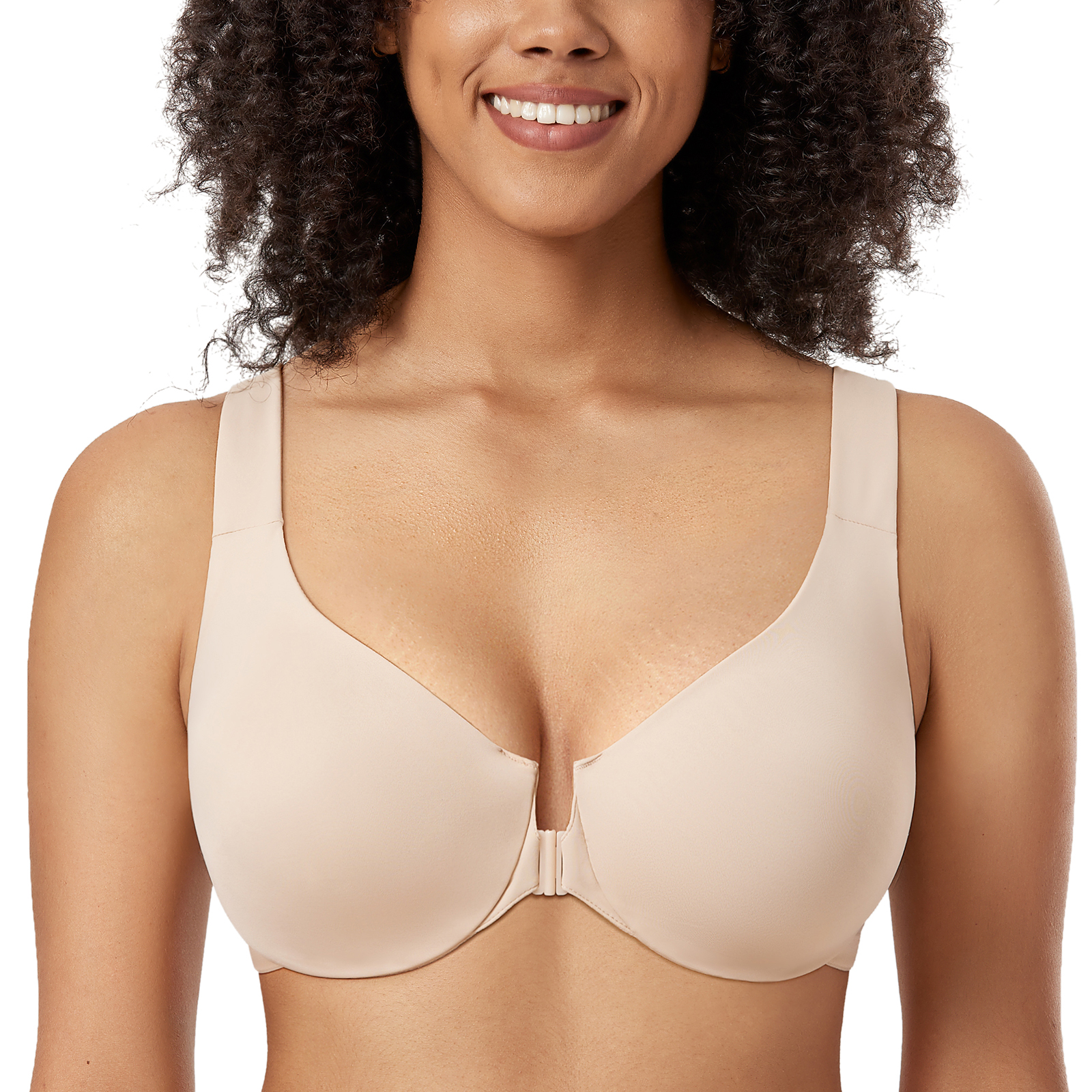 Women's Full Coverage Front Closure Bra Comfort Underwire Non Padded  Racerback