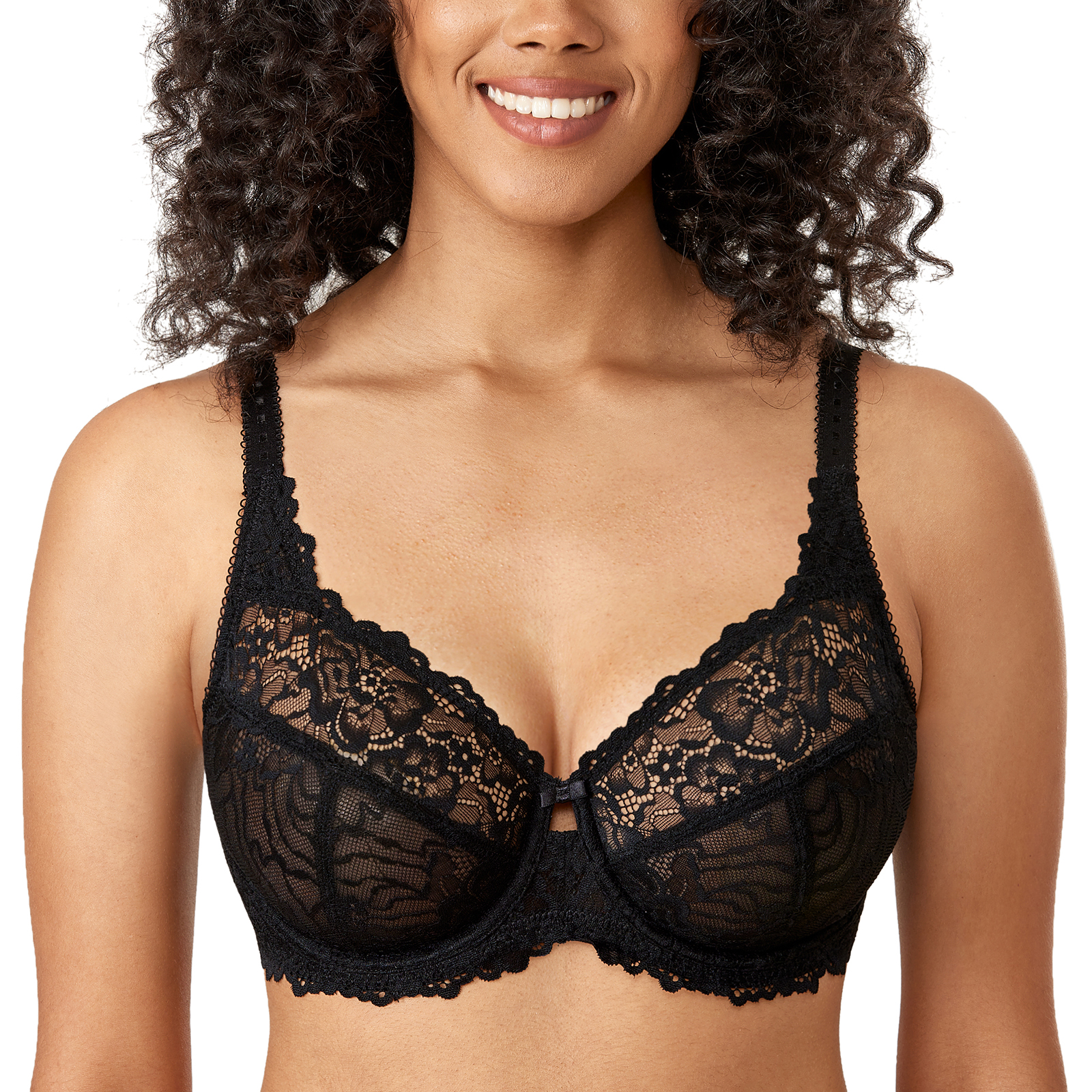Delimira Womens Full Coverage Non Padded Underwire Support Plus Size Sheer  Lace Minimizer Bra 210623 From 11,26 €
