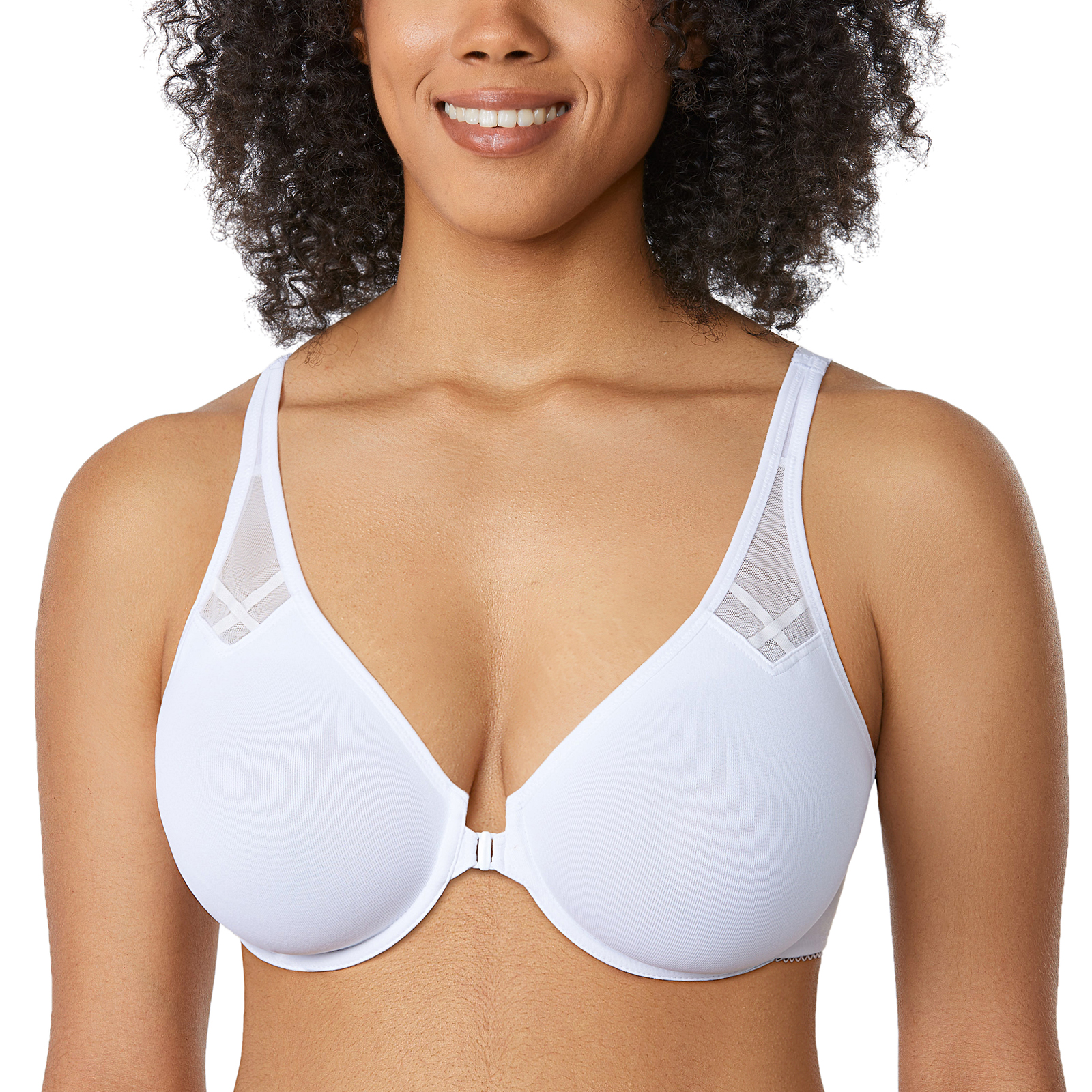 DELIMIRA Women's Front Closure Bra Non Padded Seamless Underwire Racerback