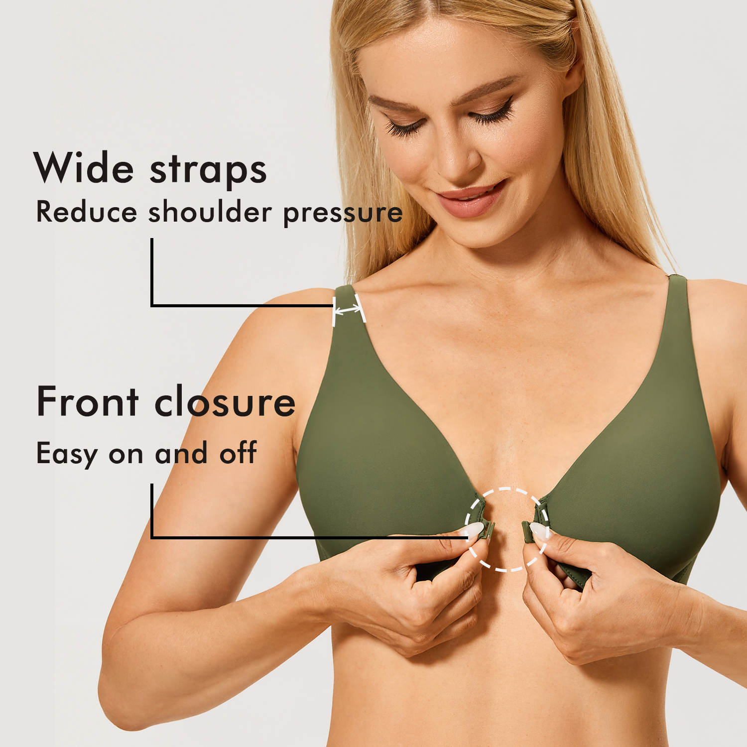 Buy DELIMIRAWomen's Front Closure Bras Posture Full Coverage Plus Size  Underwire Unlined Back Support Plunge Seamless Bra B-H Online at  desertcartINDIA