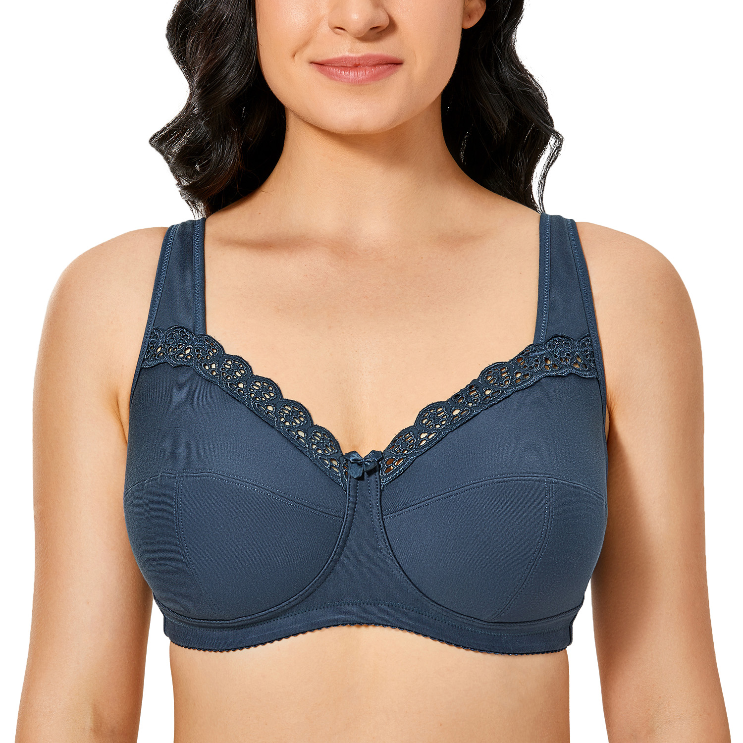 Women's Full Coverage Bra Wirefree Non-Padded Plus Size Support Cotton