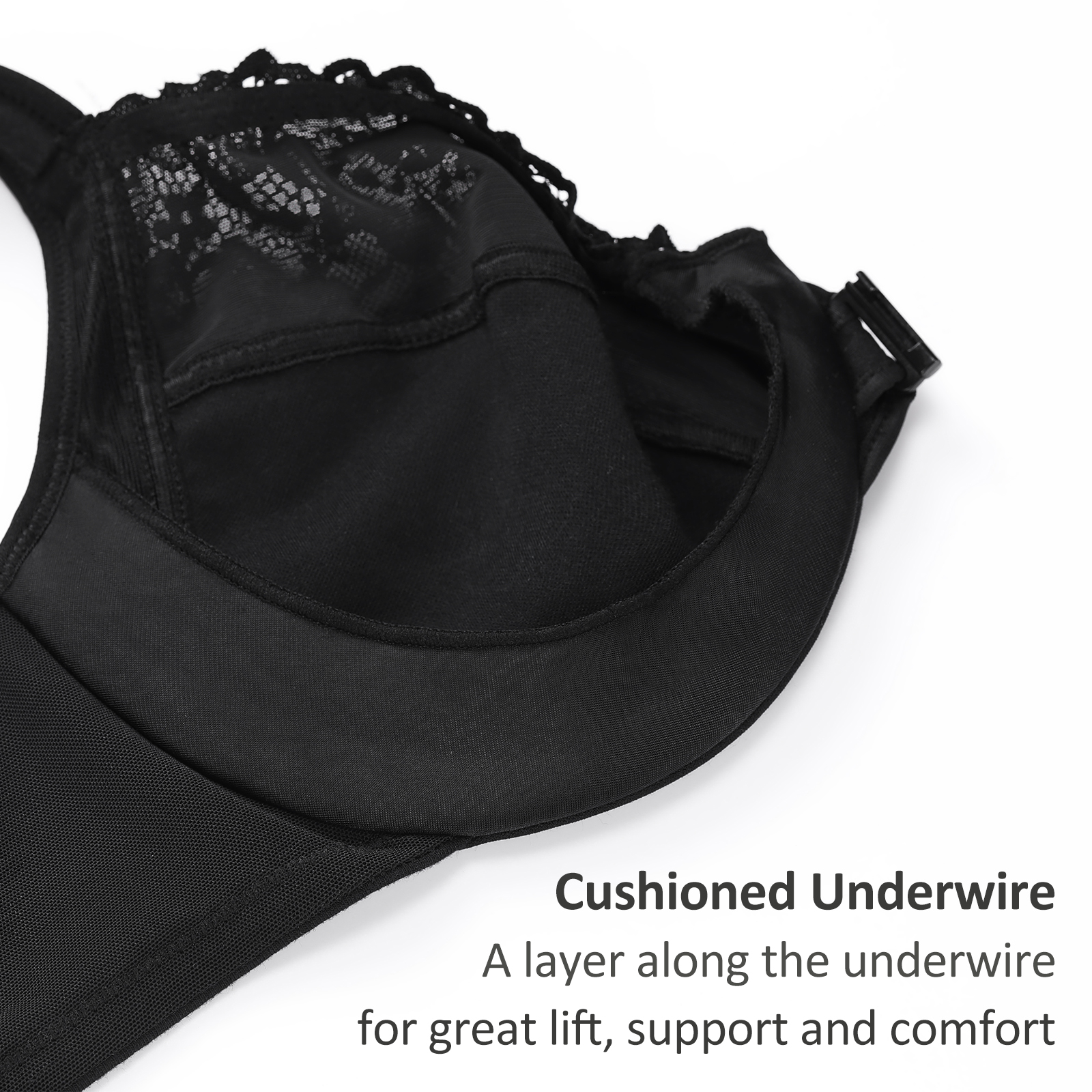 DELIMIRA Women's Wireless Sleep Bra Plus Size Unlined Cotton Full Coverage  Black 42 DD price in UAE,  UAE