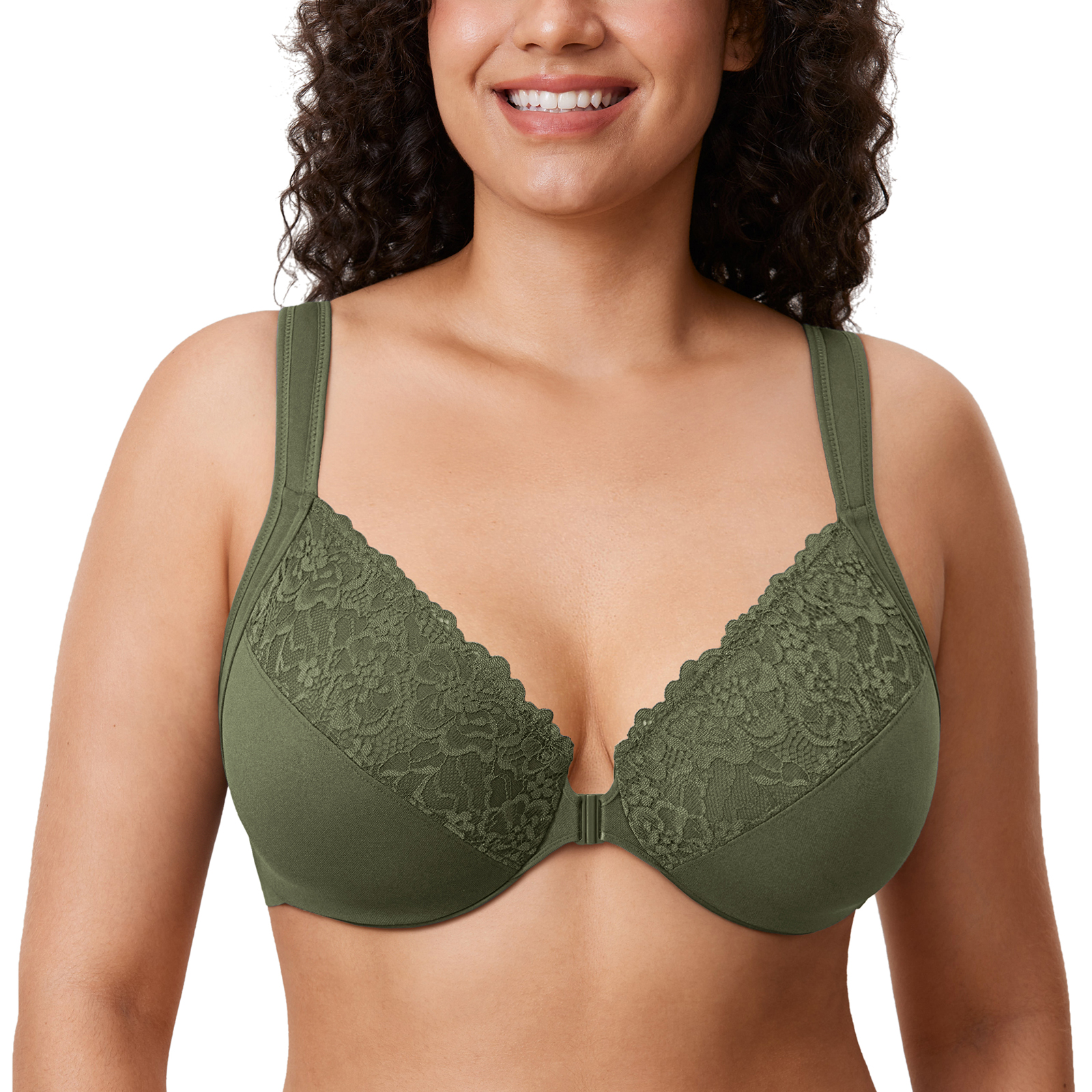 DELIMIRA Women's Front Closure Bras Plus Size Lace Full Coverage Underwire  Bra - DIABETES SOUTH AFRICA