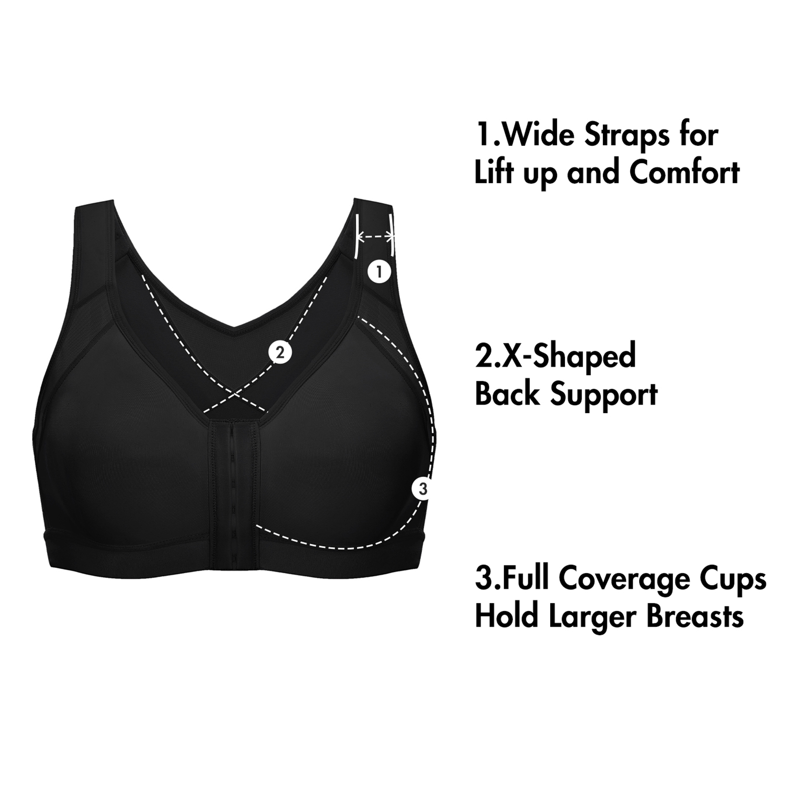  Womens Full Coverage Front Closure Wire Free Back