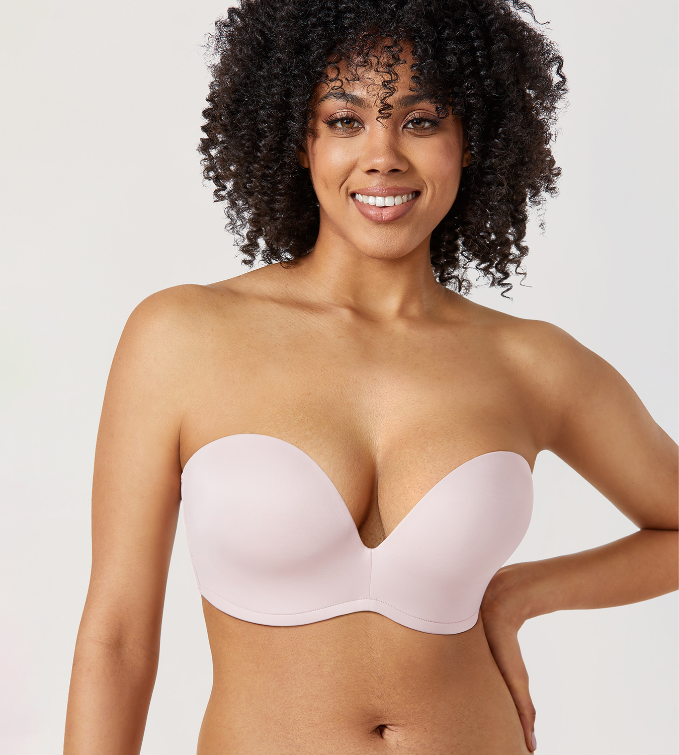 DELIMIRA Women's Slightly Lined Lift Bra Invisible Seamless Plunge  Strapless Bra